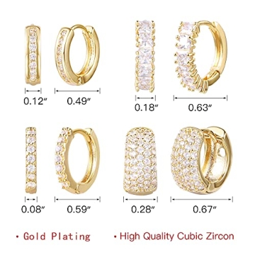 ALEXCRAFT Gold Huggie Hoop Earrings Set Hypoallergenic Stylish