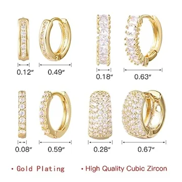ALEXCRAFT Gold Huggie Hoop Earrings Set Hypoallergenic Stylish