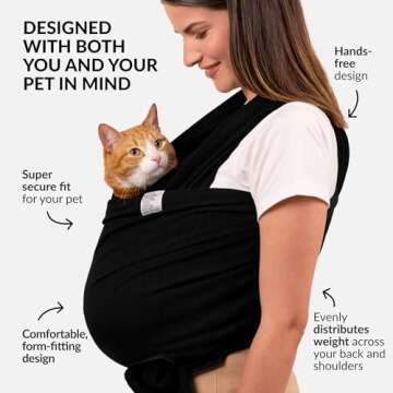 Dog Sling Carrier for Small Dogs - Anti-Anxiety Cat Sling, Puppy Pouch - Pet Sling in Gray Black Blu...