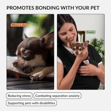 Dog Sling Carrier for Small Dogs - Anti-Anxiety Cat Sling, Puppy Pouch - Pet Sling in Gray Black Blue Green Pink Yellow (Black, Large)