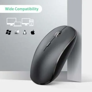 JOYACCESS Wireless Mouse, 2.4G Portable Slim Silent Computer Mouse Wireless with USB Nano Receiver, 2400 DPI, for Notebook, Laptop, PC - Black