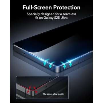 ESR 3 Pack for Samsung Galaxy S25 Ultra Screen Protector, HD Clear, Anti-Scratch Tempered Glass with Easy Installation, Auto Dust-Elimination Tool for Galaxy S25 Ultra [6.9”], Case Friendly