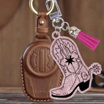 KARAQY 6 Pcs Cowgirl Acrylic Keychains, Bling Purse Charm, Backpack Keyrings, Cute Key Fob for Bachelorette Party, Bridal Shower, Engagement Party Decorations Cowgirl Accessories