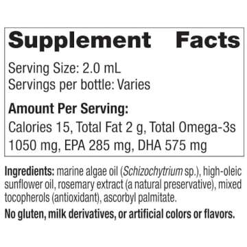 Nordic Naturals Baby’s DHA Vegetarian, Unflavored - 1050 mg Plant-Based Omega-3-1 oz - Supports Br...