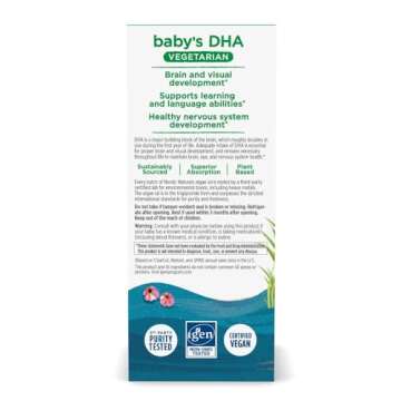 Nordic Naturals Baby’s DHA Vegetarian, Unflavored - 1050 mg Plant-Based Omega-3-1 oz - Supports Brain & Vision Development in Babies - Non-GMO, Vegan - 15 Servings