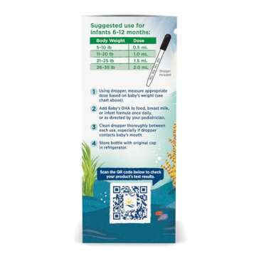 Nordic Naturals Baby’s DHA Vegetarian, Unflavored - 1050 mg Plant-Based Omega-3-1 oz - Supports Brain & Vision Development in Babies - Non-GMO, Vegan - 15 Servings