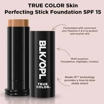 BLK/OPL Skin Perfecting Foundation Stick, True Color - SPF 15 Buildable & Blendable Face Foundation ...