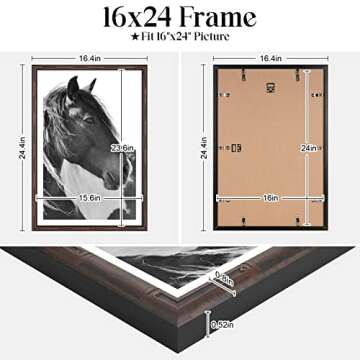 16x24 Picture Frame, Coffee Poster Frame, Bamboo Design Natural Gallery Frame, Horizontal or Vertical Format, Sturdy Frame and Plexiglass, Large Photo Frame Wall Art, for Photos, Artworks, Posters