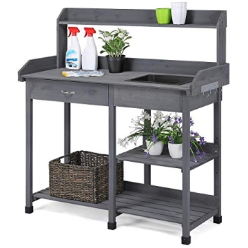 Yaheetech Outdoor Potting Bench Table for Gardeners - Gray