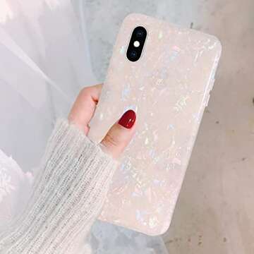 J.west iPhone Xs Max Case, Luxury Opal Sparkle Bling Design Crystal Clear Soft TPU Silicone Back Protective Phone Case Cover for Girls Women for Apple iPhone 10xs Max 6.5 inch (Colorful)