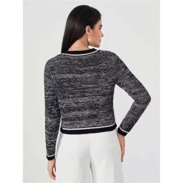 MakeMeChic Women's Cropped Cardigan Pearl Button Down Knit Open Front Sweaters Outerwear Apricot L C...