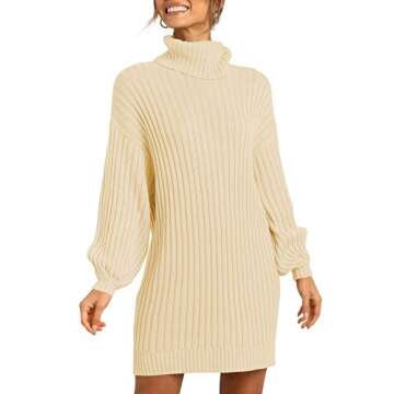 ANRABESS Women Oversized Sweater Dress Turtleneck Batwing Long Sleeve Ribbed Knit Loose 2024 Fall Wi...