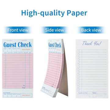 ZPARIK 6 Pack Pink Guest Checks Books for Servers Server Note Pads, Waiter Checkbook, Waitress Notep...