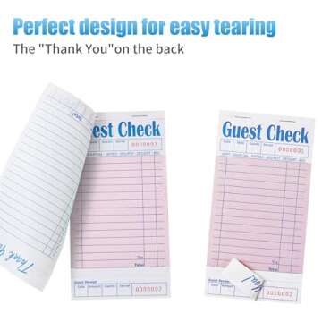 ZPARIK 6 Pack Pink Guest Checks Books for Servers Server Note Pads, Waiter Checkbook, Waitress Notepad for Restaurants, Paper Checks 50 Sheets/Pack, 300 Total Tickets