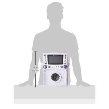 Singing Machine STVG785BTW Bluetooth Karaoke Machine with LCD Lyrics Monitor and Disco Lights, White