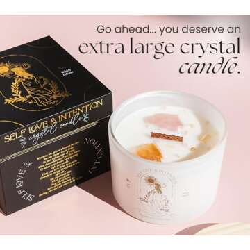 Healing Crystals Candle for Women - 12oz Wood Wick Candles That Crackle. Crystals and Healing Stones...