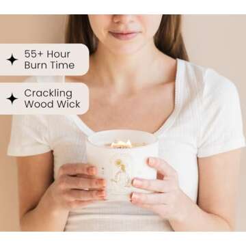 Healing Crystals Candle for Women - 12oz Wood Wick Candles That Crackle. Crystals and Healing Stones Aromatherapy, Lavender Vanilla Soy Wax for Home Scented. Spiritual Gifts for Women