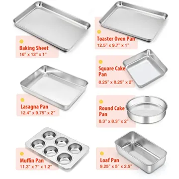TeamFar 7-Piece Stainless Steel Bakeware Set for All Occasions