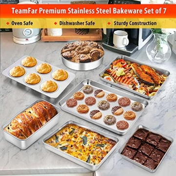 TeamFar 7-Piece Stainless Steel Bakeware Set for All Occasions