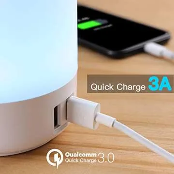 GKCI Table Lamp-Touch Sensor Lamp for Kids Bedroom, Rechargeable Dimmable Table Bedside Lamps with White Light + RGB Color Changing for Rea