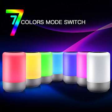 GKCI Table Lamp-Touch Sensor Lamp for Kids Bedroom, Rechargeable Dimmable Table Bedside Lamps with White Light + RGB Color Changing for Rea