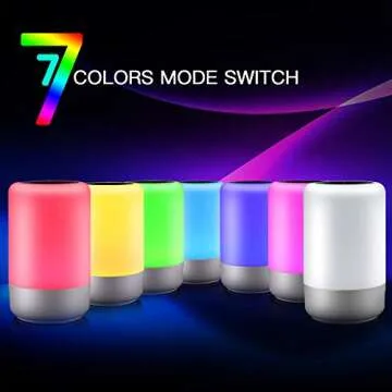 GKCI Table Lamp-Touch Sensor Lamp for Kids Bedroom, Rechargeable Dimmable Table Bedside Lamps with White Light + RGB Color Changing for Rea