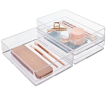 Stackable Clear Drawer Organizers 3-Piece Set Made in USA