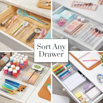 Stackable Clear Drawer Organizers 3-Piece Set Made in USA