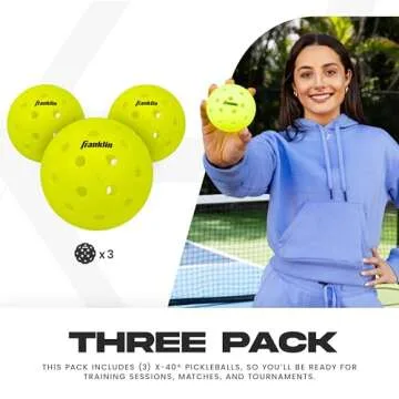 Franklin Sports Outdoor- X-40 Pickleball Balls - USA Pickleball (USAPA) Approved - 3 Pack Outside Pi...