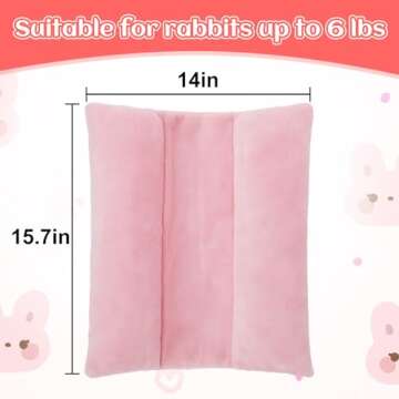 MEWTOGO 15.7 x 14In Rabbit Bed, Thickened Soft Bunny Bed, Cuddle Cushion Plush Mat with Cotton Lounger Pillows, Small Pet Flop Mat for Cage Sleeping Indoor, Pink