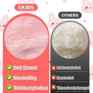 MEWTOGO 15.7 x 14In Rabbit Bed, Thickened Soft Bunny Bed, Cuddle Cushion Plush Mat with Cotton Lounger Pillows, Small Pet Flop Mat for Cage Sleeping Indoor, Pink