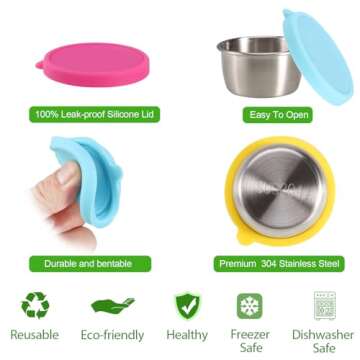 Ecurfu 6 Pack Condiment Containers for Lunch & Snacks