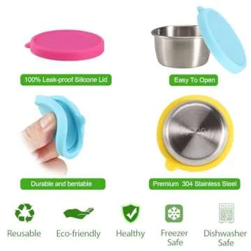 Ecurfu 6 Pack Condiment Containers for Lunch & Snacks