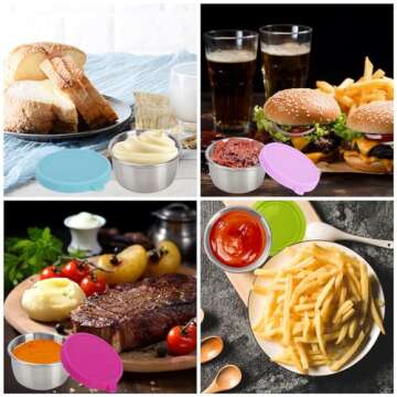 Ecurfu 6 Pack Condiment Containers for Lunch & Snacks