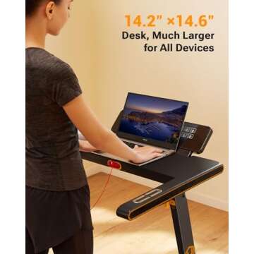 UREVO Portable Folding Treadmills for Home, Max 3.0 HP Running Walking Treadmill with 12 Pre Set Programs and Wider Tread Belt, Adjustable Display, Pause Detection