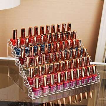Nail Polish Organizer 6 Layers Acrylic Display Rack Storage Rack Holder Up to 60 Bottles