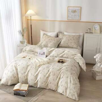 Comforter King Size Boho Floral Comforter Set Garden Flower Leaves Bedding Comforter Set Vintage Flo...