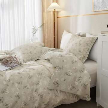 Comforter King Size Boho Floral Comforter Set Garden Flower Leaves Bedding Comforter Set Vintage Flower Botanical Comforter Set for All Seasons King Size Comforter Set Floral Aesthetic Bedding Set
