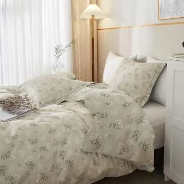 Comforter King Size Boho Floral Comforter Set Garden Flower Leaves Bedding Comforter Set Vintage Flower Botanical Comforter Set for All Seasons King Size Comforter Set Floral Aesthetic Bedding Set