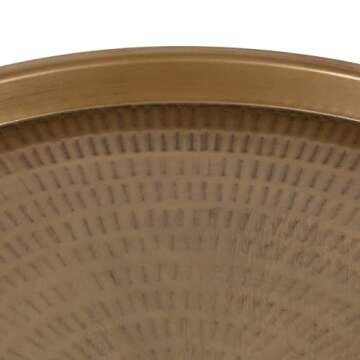 Kate and Laurel Mahdavi Boho-Chic Hammered Metal Tray Coffee Table, Dark Gold
