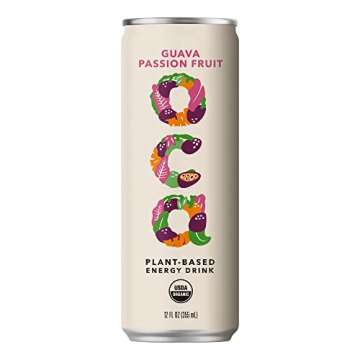 OCA - Plant Based Energy Drink - Natural Low Sugar - Organic Energy Drink & Vegan - Guava Passion Fruit - 60 cal. can - 12 Pack