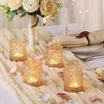 NITIME 12pcs Gold Votive Candle Holders- Tealight Candle Holder for Table Centerpiece, Glass Candle Holder for Wedding Table Decor, Home Decor and Party Decor