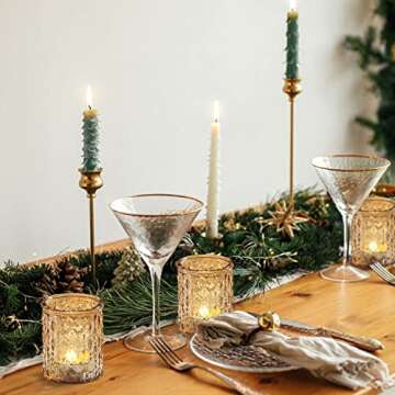 NITIME 12pcs Gold Votive Candle Holders- Tealight Candle Holder for Table Centerpiece, Glass Candle Holder for Wedding Table Decor, Home Decor and Party Decor