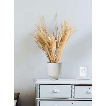 Serene Spaces Living Large Glazed Ceramic Pedestal Bowl- Centerpiece for Vintage Weddings, Events, Measures 7" Tall and 6.5" Diameter