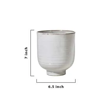 Serene Spaces Living Large Glazed Ceramic Pedestal Bowl- Centerpiece for Vintage Weddings, Events, Measures 7" Tall and 6.5" Diameter