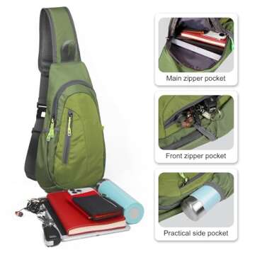 TITECOUGO Small Sling Bag, Lightweight Crossbody Backpack for Men Women, Shoulder Bag for Sports and Outdoor