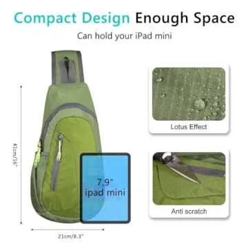 TITECOUGO Small Sling Bag, Lightweight Crossbody Backpack for Men Women, Shoulder Bag for Sports and Outdoor