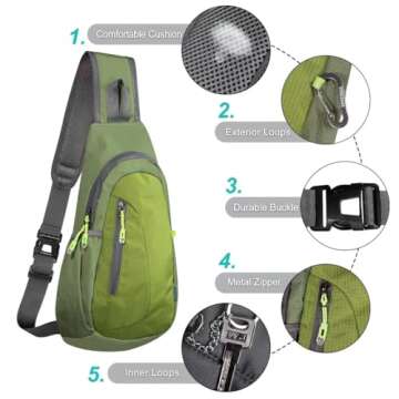 TITECOUGO Small Sling Bag, Lightweight Crossbody Backpack for Men Women, Shoulder Bag for Sports and Outdoor