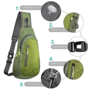 TITECOUGO Small Sling Bag, Lightweight Crossbody Backpack for Men Women, Shoulder Bag for Sports and Outdoor