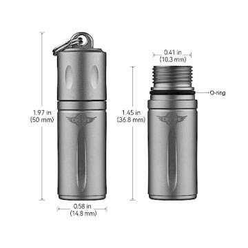 OKNIFE Otacle H1 Mini Keychain Pill Holder, Titanium Pill Container Waterproof Pill Case for Outdoor, Camping, Travel
